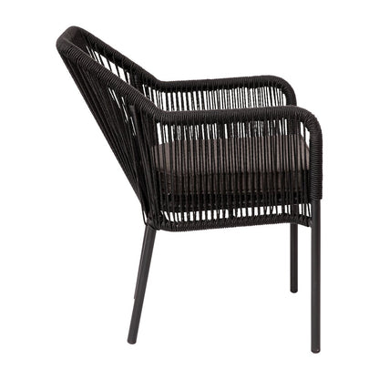 Set of 2 All-Weather Black Woven Stacking Club Chairs