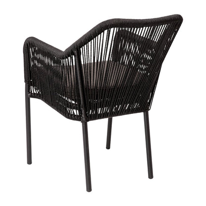 Set of 2 All-Weather Black Woven Stacking Club Chairs