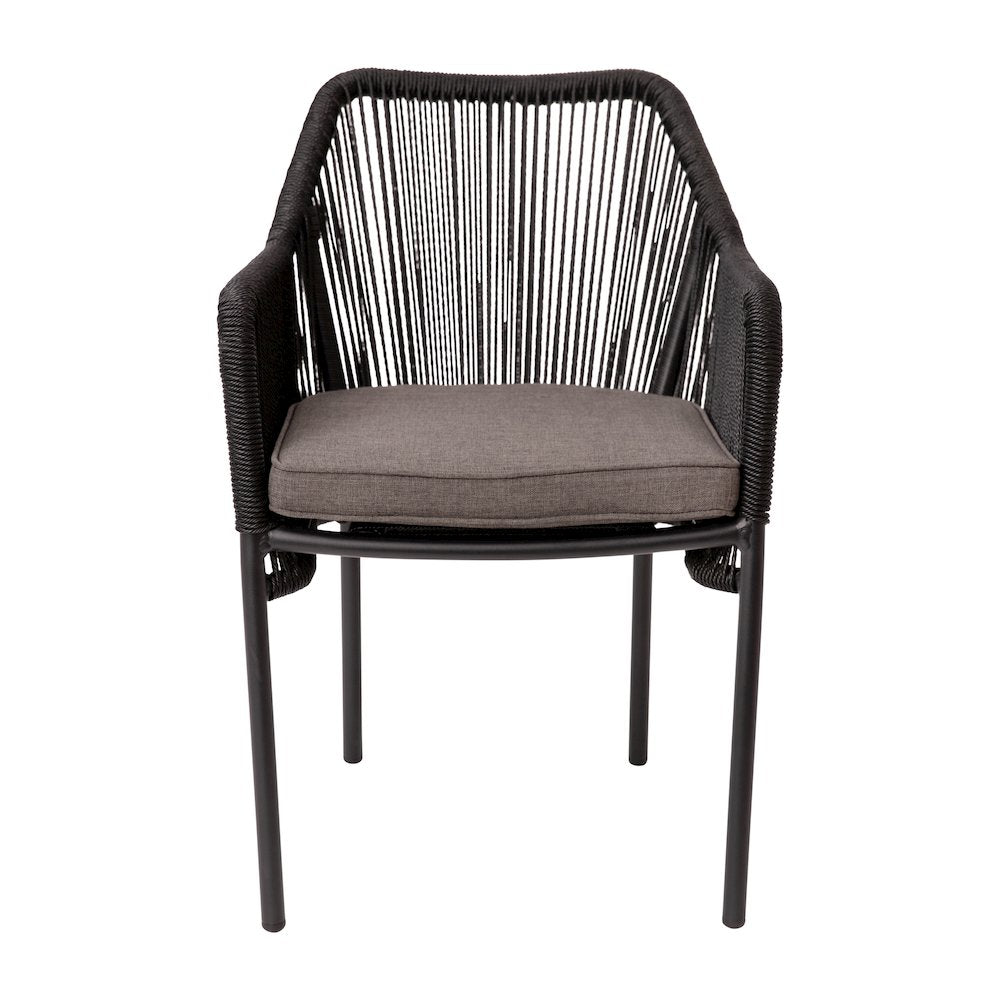 Set of 2 All-Weather Black Woven Stacking Club Chairs