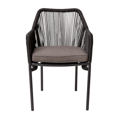 Set of 2 All-Weather Black Woven Stacking Club Chairs