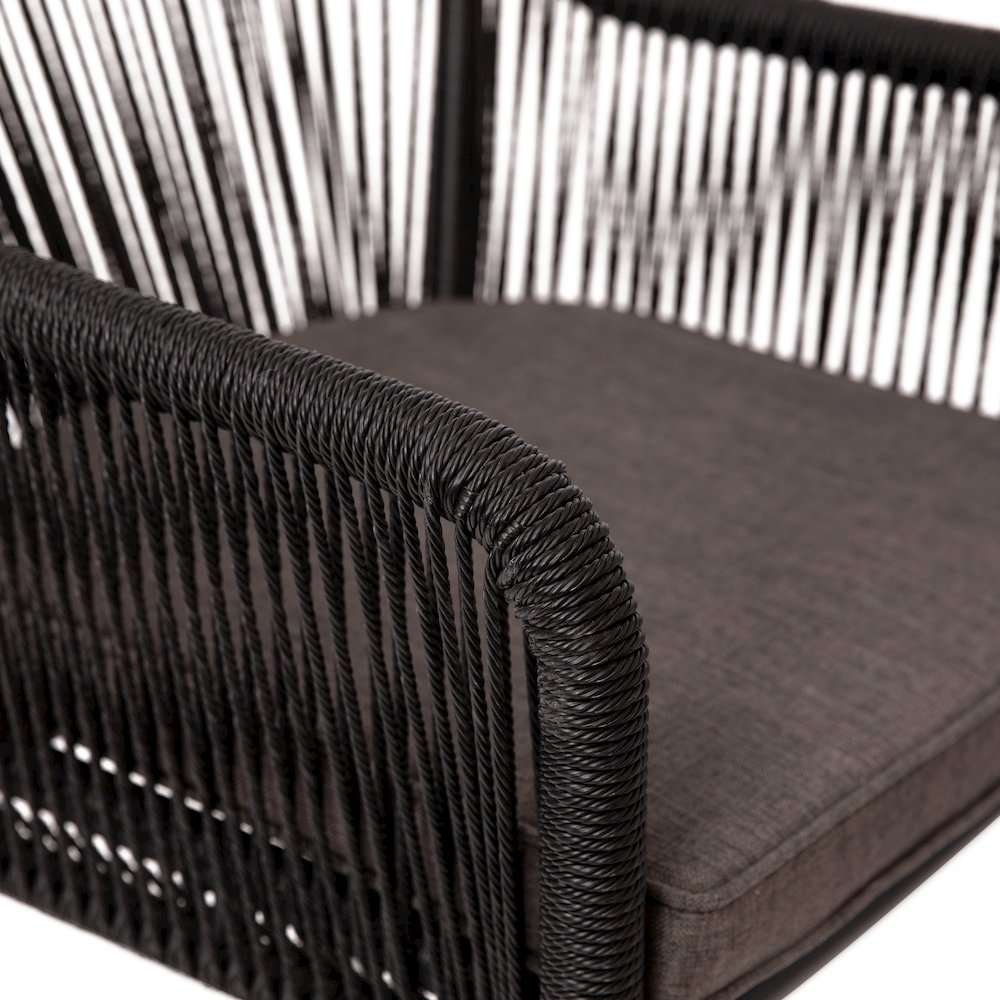 Set of 2 All-Weather Black Woven Stacking Club Chairs