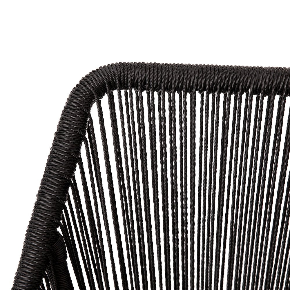 Set of 2 All-Weather Black Woven Stacking Club Chairs