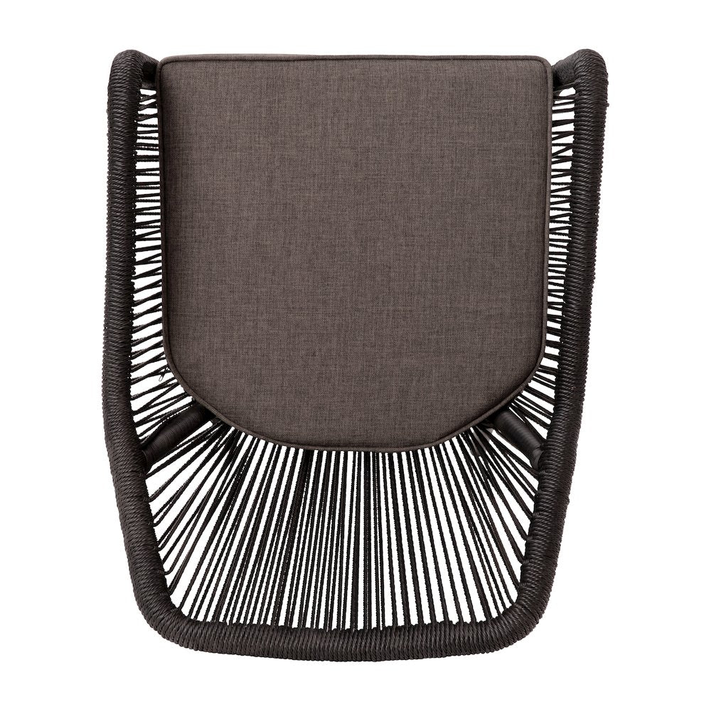 Set of 2 All-Weather Black Woven Stacking Club Chairs