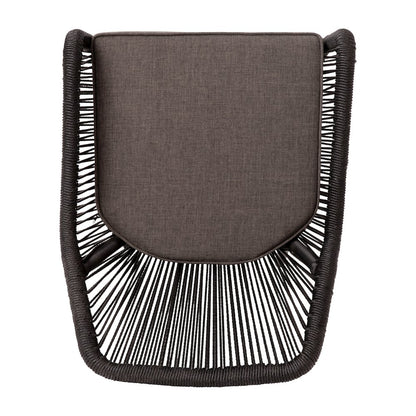 Set of 2 All-Weather Black Woven Stacking Club Chairs