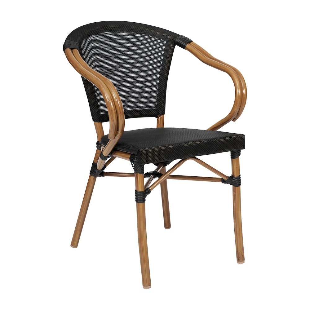 Classic Commercial Grade Indoor/Outdoor Bistro Chair, Black/Natural Frame