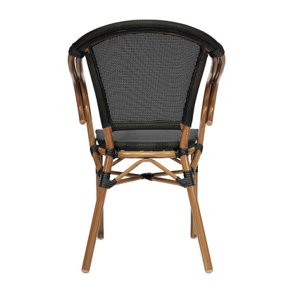 Classic Commercial Grade Indoor/Outdoor Bistro Chair, Black/Natural Frame