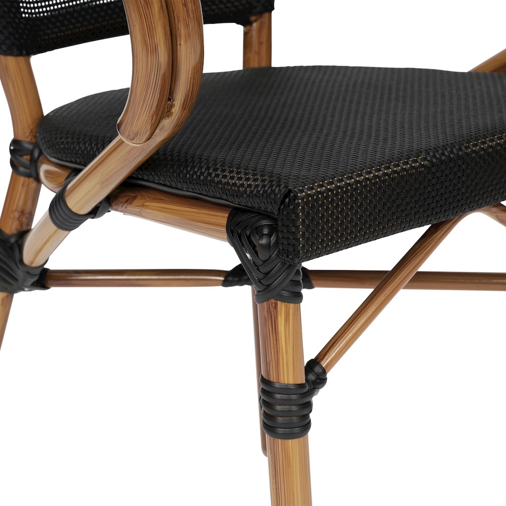 Classic Commercial Grade Indoor/Outdoor Bistro Chair, Black/Natural Frame