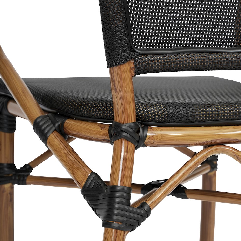 Classic Commercial Grade Indoor/Outdoor Bistro Chair, Black/Natural Frame