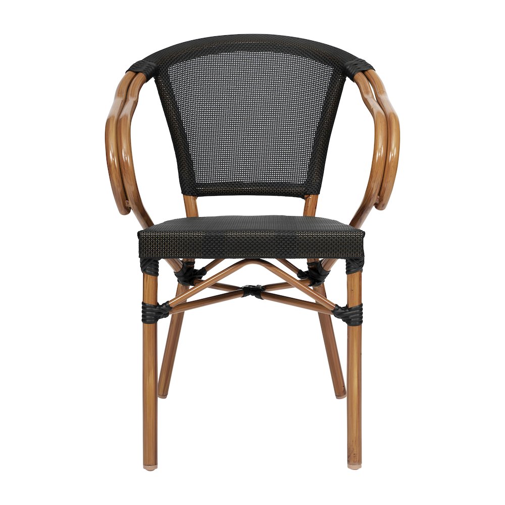 Classic Commercial Grade Indoor/Outdoor Bistro Chair, Black/Natural Frame