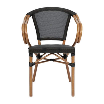Classic Commercial Grade Indoor/Outdoor Bistro Chair, Black/Natural Frame