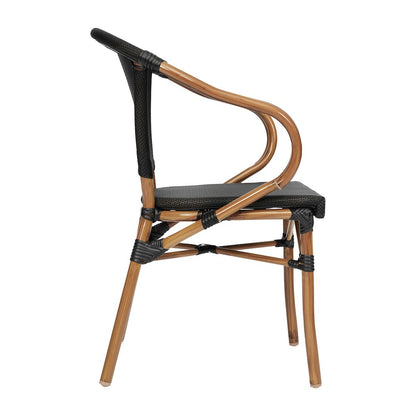 Classic Commercial Grade Indoor/Outdoor Bistro Chair, Black/Natural Frame