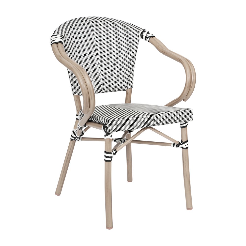 Classic Commercial Grade Bistro Chair, Black & White/Light Natural Frame