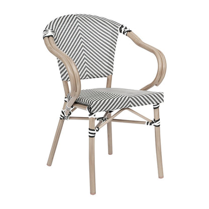 Classic Commercial Grade Bistro Chair, Black & White/Light Natural Frame