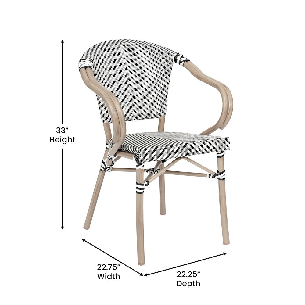 Classic Commercial Grade Bistro Chair, Black & White/Light Natural Frame