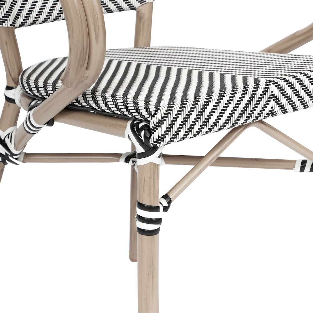 Classic Commercial Grade Bistro Chair, Black & White/Light Natural Frame