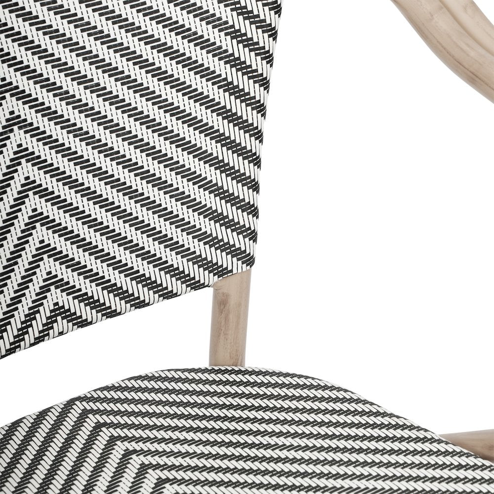 Classic Commercial Grade Bistro Chair, Black & White/Light Natural Frame