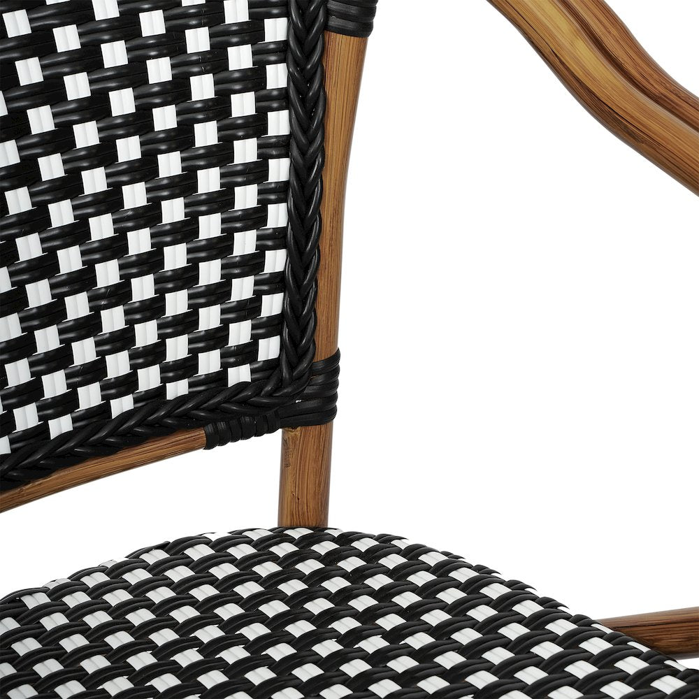 Classic Commercial Grade Bistro Chair, Black & White/Natural Frame