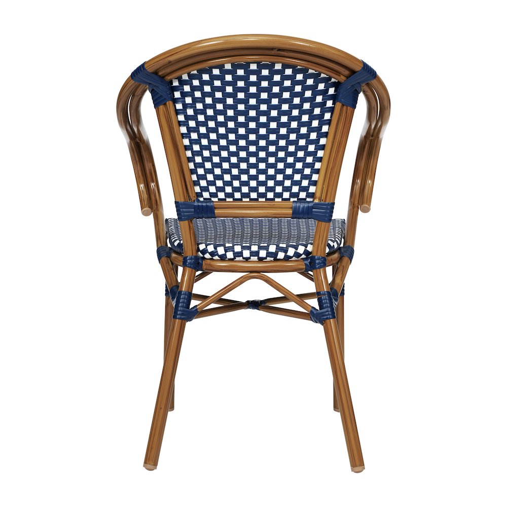 Classic Commercial Grade Indoor/Outdoor Bistro Chair, Navy & White/Natural Frame
