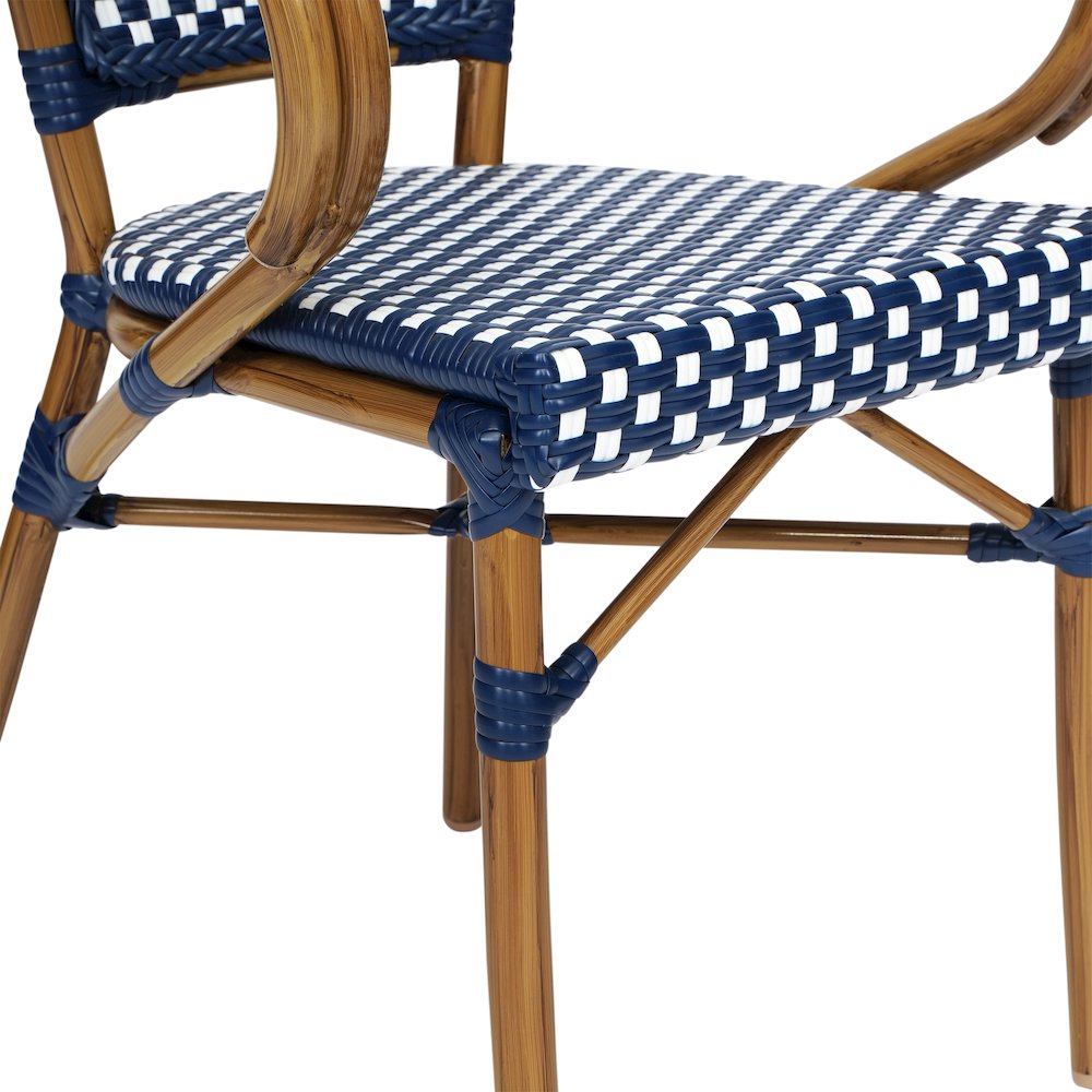Classic Commercial Grade Indoor/Outdoor Bistro Chair, Navy & White/Natural Frame