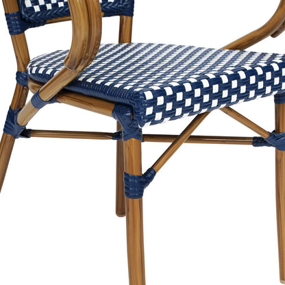 Classic Commercial Grade Indoor/Outdoor Bistro Chair, Navy & White/Natural Frame
