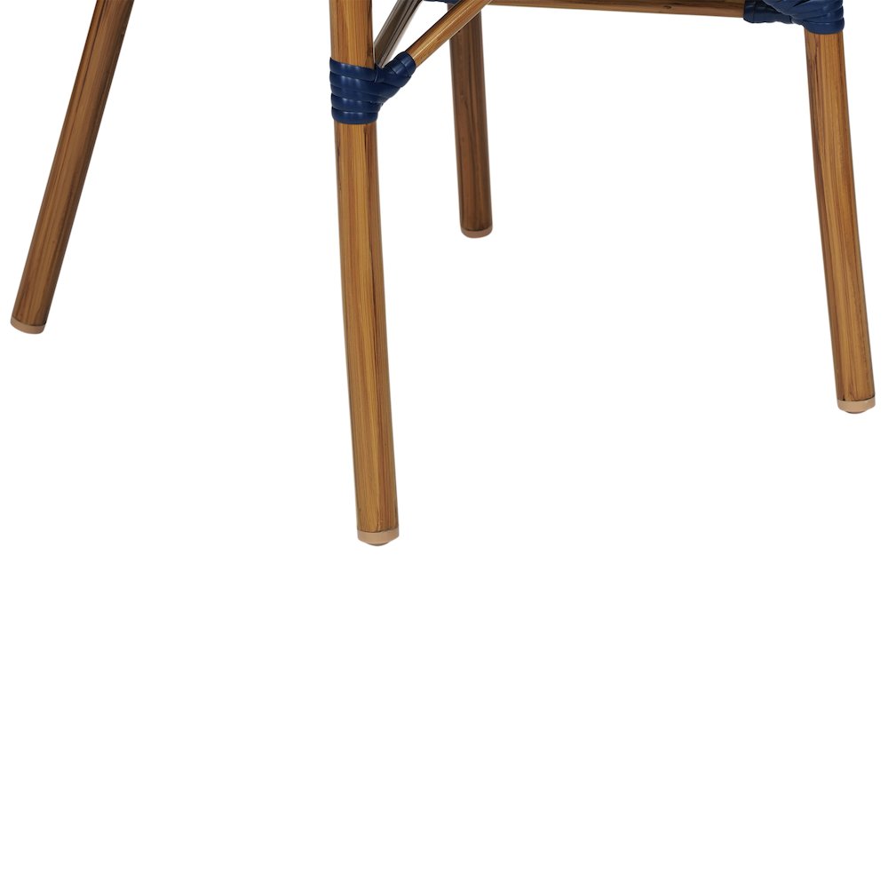 Classic Commercial Grade Indoor/Outdoor Bistro Chair, Navy & White/Natural Frame