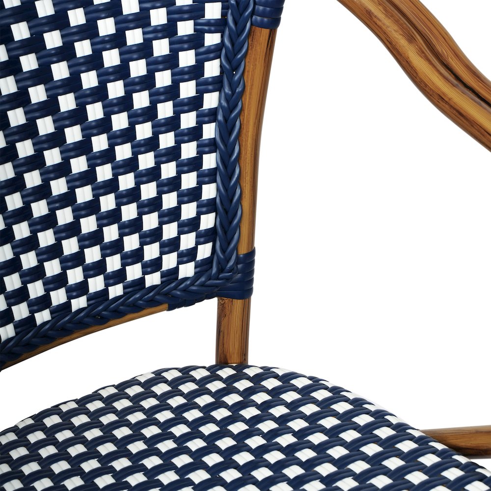 Classic Commercial Grade Indoor/Outdoor Bistro Chair, Navy & White/Natural Frame