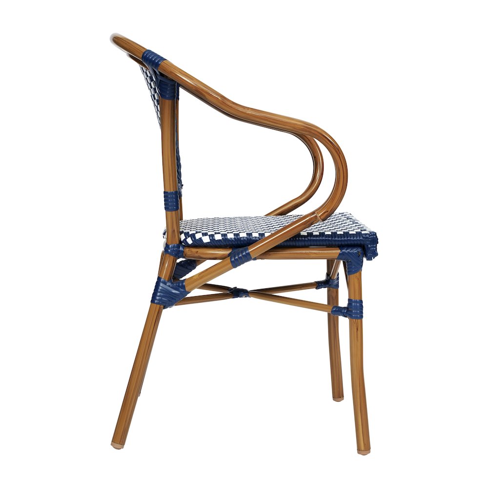 Classic Commercial Grade Indoor/Outdoor Bistro Chair, Navy & White/Natural Frame