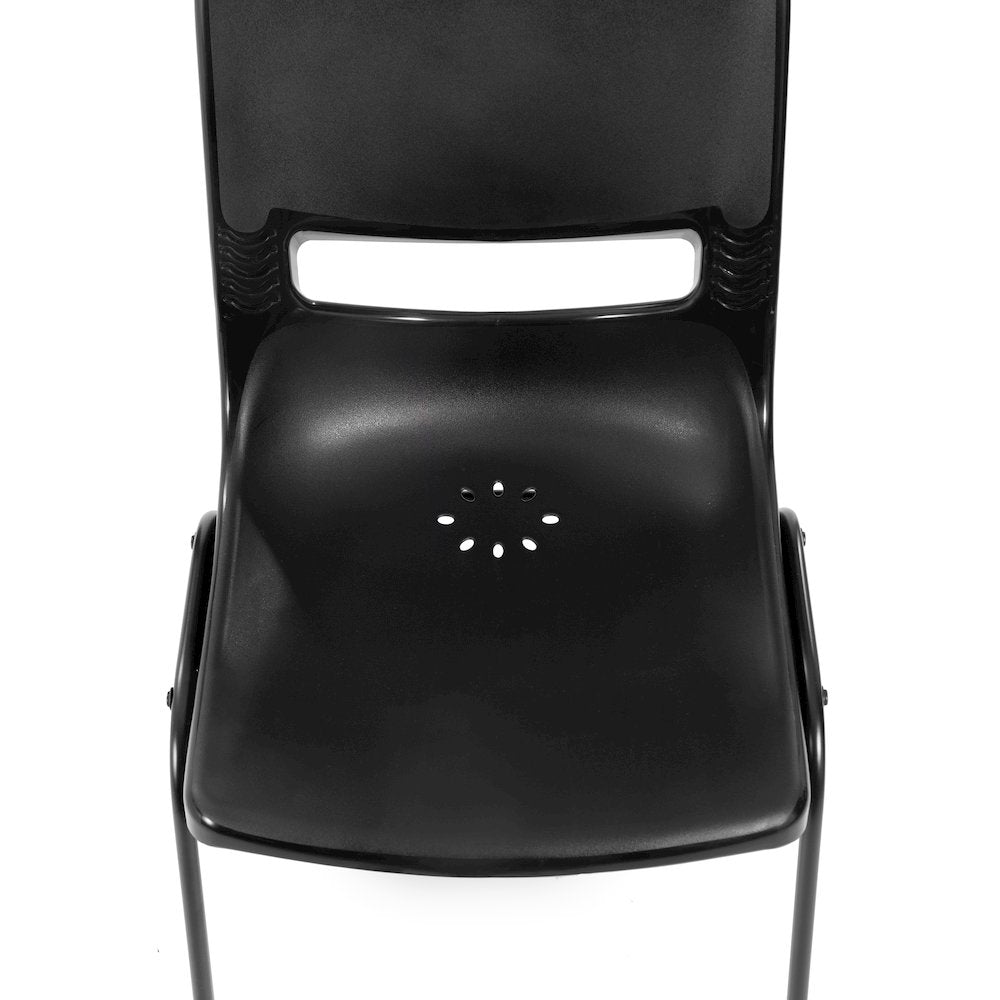 Classroom Stack Chair with Powder-Coated Frame and Black Ergonomic Back and Seat