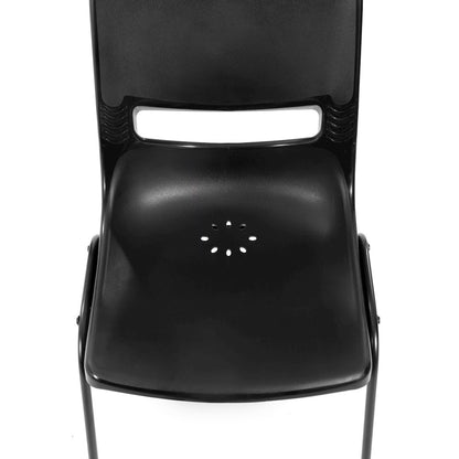 Classroom Stack Chair with Powder-Coated Frame and Black Ergonomic Back and Seat