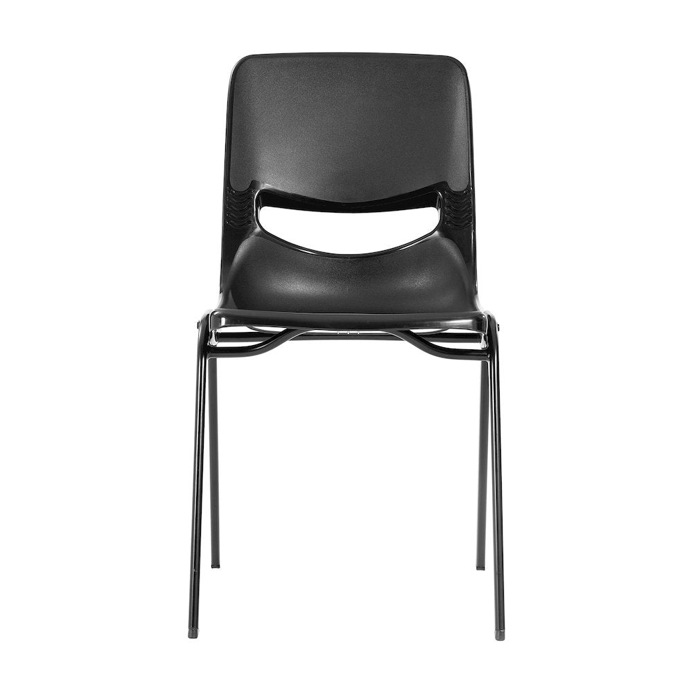 Classroom Stack Chair with Powder-Coated Frame and Black Ergonomic Back and Seat