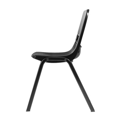 Classroom Stack Chair with Powder-Coated Frame and Black Ergonomic Back and Seat