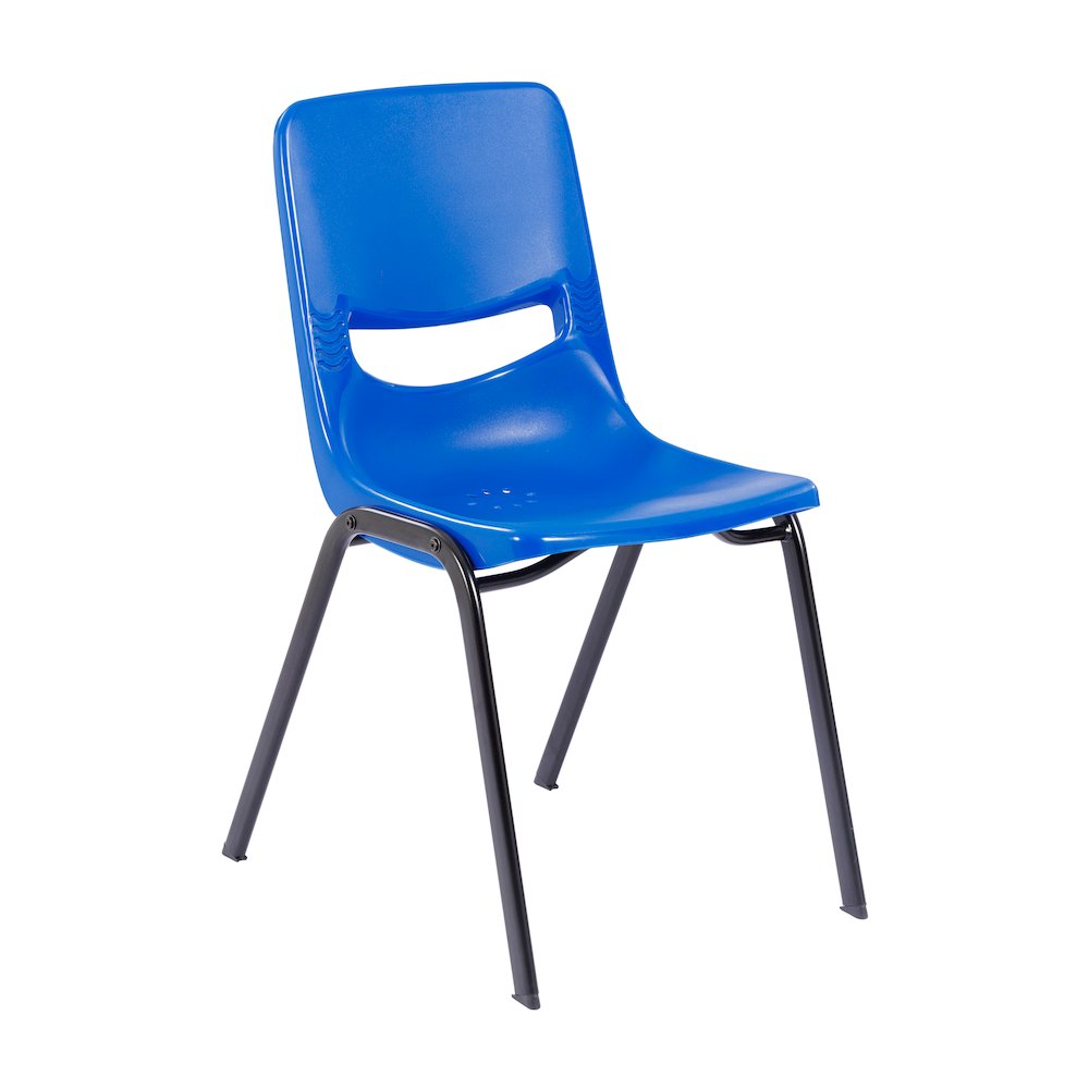Classroom Stack Chair with Powder-Coated Frame and Navy Ergonomic Back and Seat