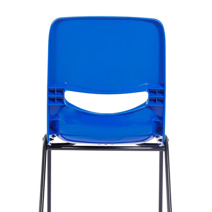 Classroom Stack Chair with Powder-Coated Frame and Navy Ergonomic Back and Seat