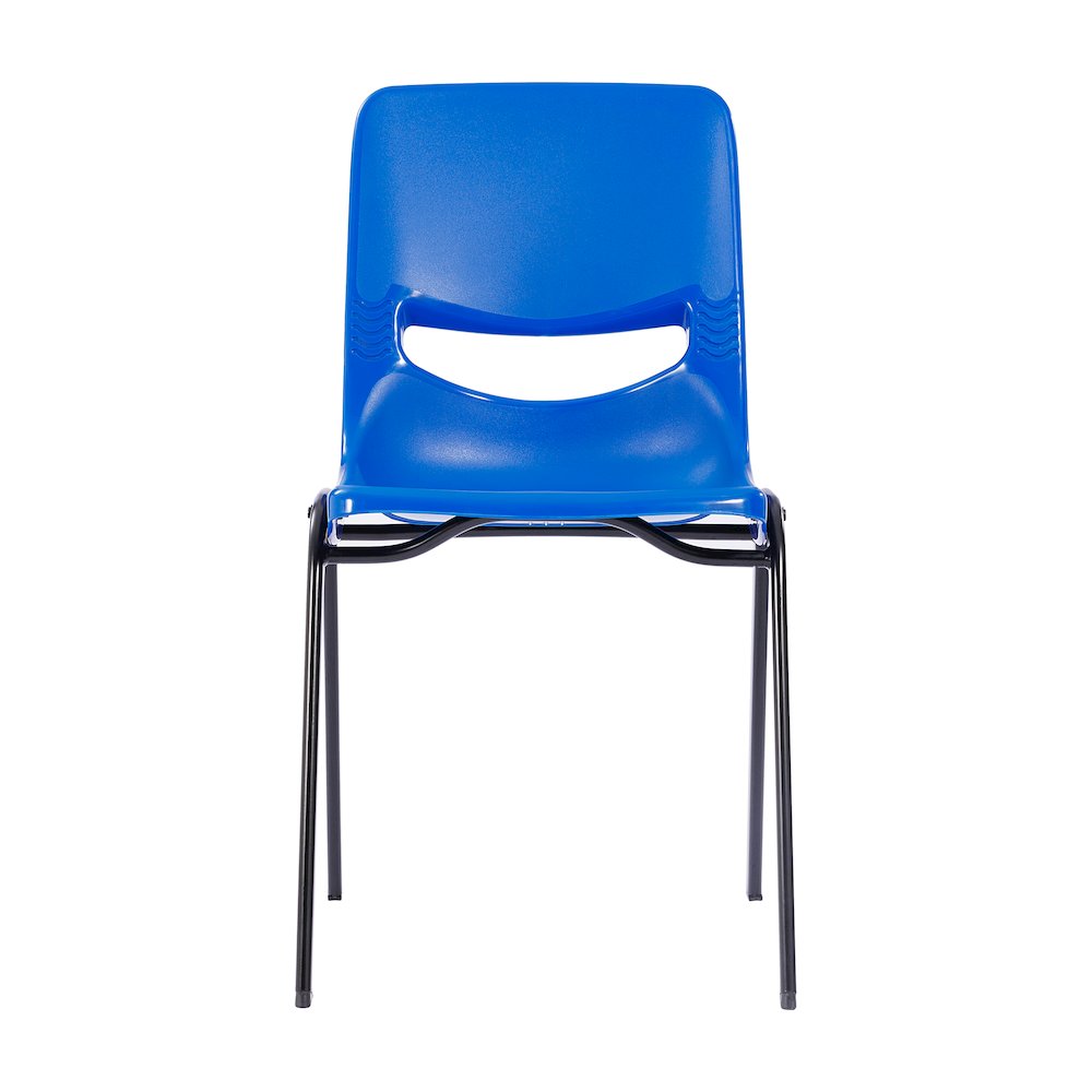 Classroom Stack Chair with Powder-Coated Frame and Navy Ergonomic Back and Seat