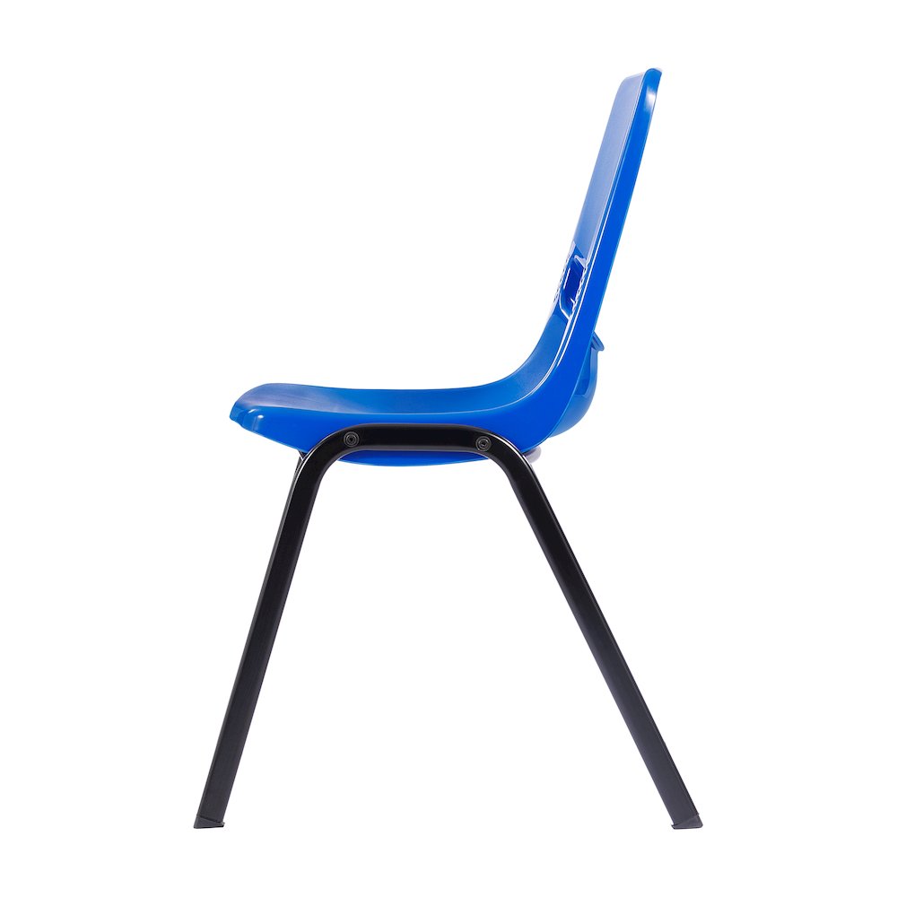 Classroom Stack Chair with Powder-Coated Frame and Navy Ergonomic Back and Seat