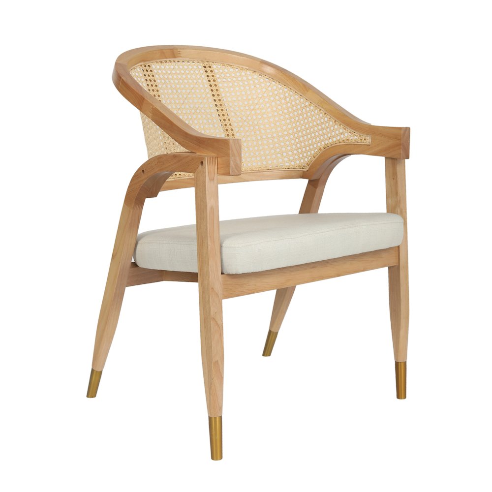 Commercial Cane Rattan Dining Chair with Cushioned Seat, Natural