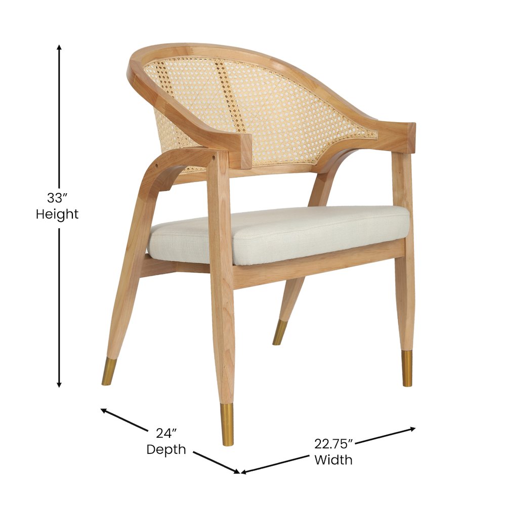 Commercial Cane Rattan Dining Chair with Cushioned Seat, Natural