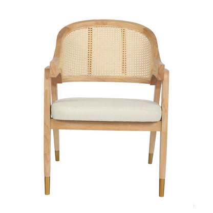 Commercial Cane Rattan Dining Chair with Cushioned Seat, Natural