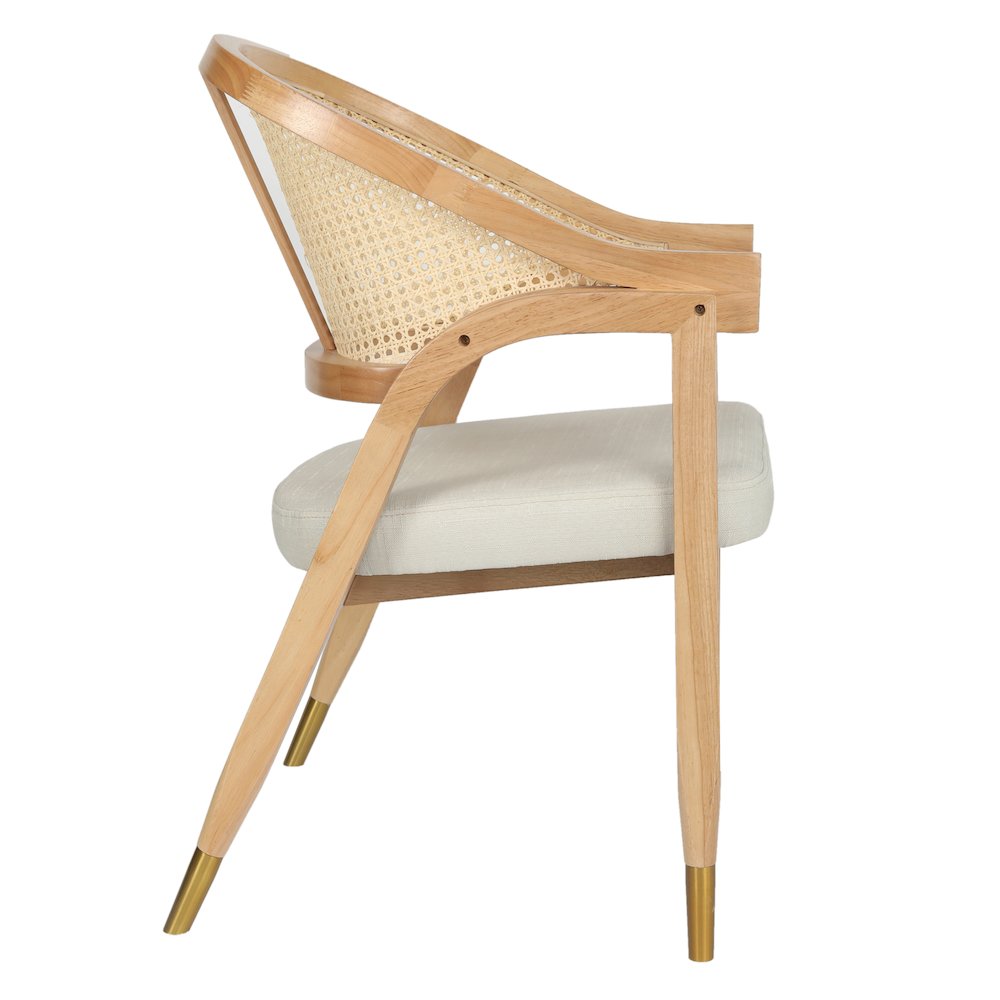 Commercial Cane Rattan Dining Chair with Cushioned Seat, Natural