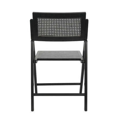 Set of 2 Commercial Cane Rattan Folding Dining and Event Chairs, Black