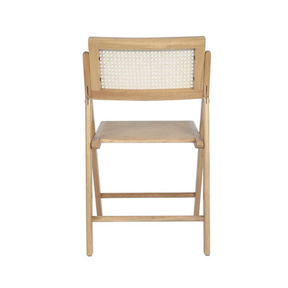 Set of 2 Commercial Cane Rattan Folding Dining and Event Chairs, Natural