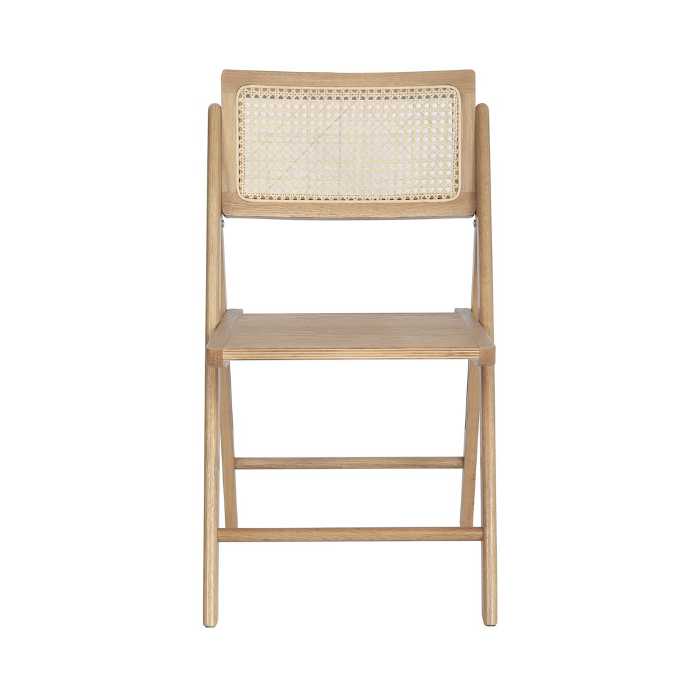 Set of 2 Commercial Cane Rattan Folding Dining and Event Chairs, Natural