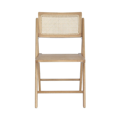 Set of 2 Commercial Cane Rattan Folding Dining and Event Chairs, Natural