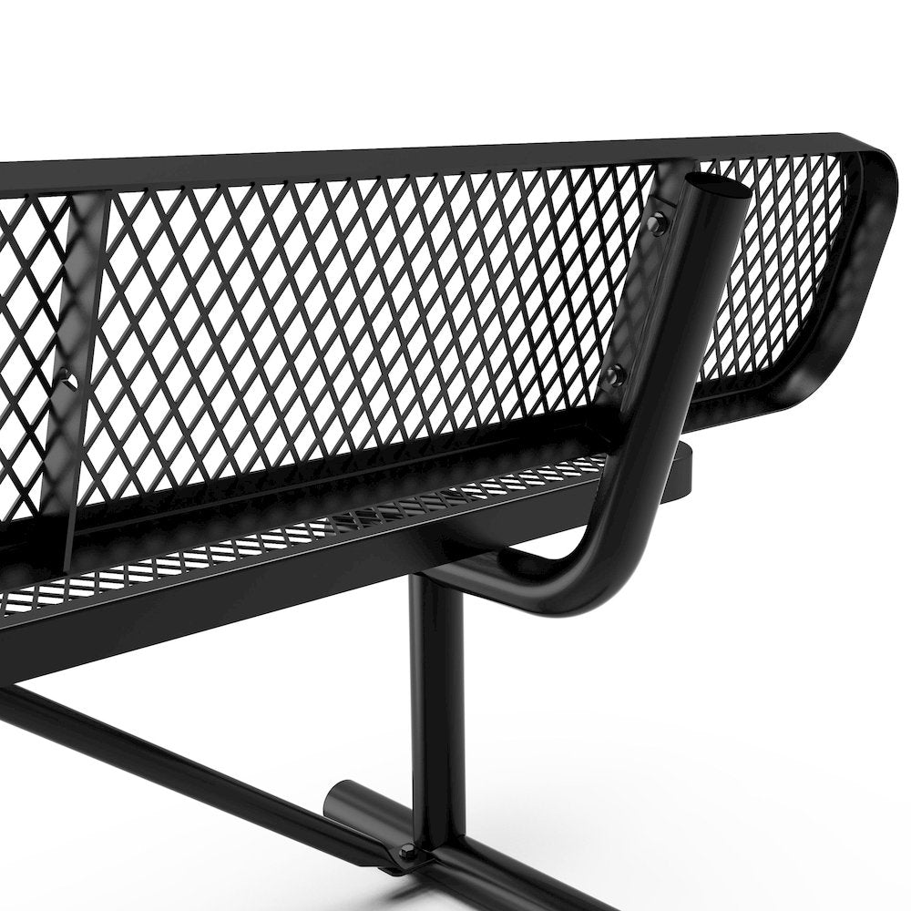 6' Commercial Grade Expanded Metal Bench with Backrest for up to 3 Adults, Black