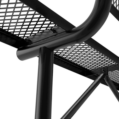 6' Commercial Grade Expanded Metal Bench with Backrest for up to 3 Adults, Black