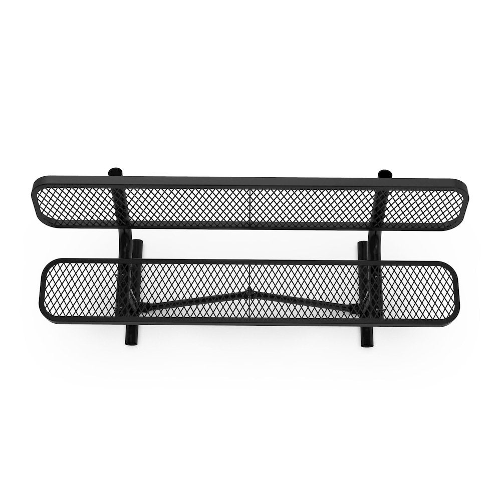 6' Commercial Grade Expanded Metal Bench with Backrest for up to 3 Adults, Black