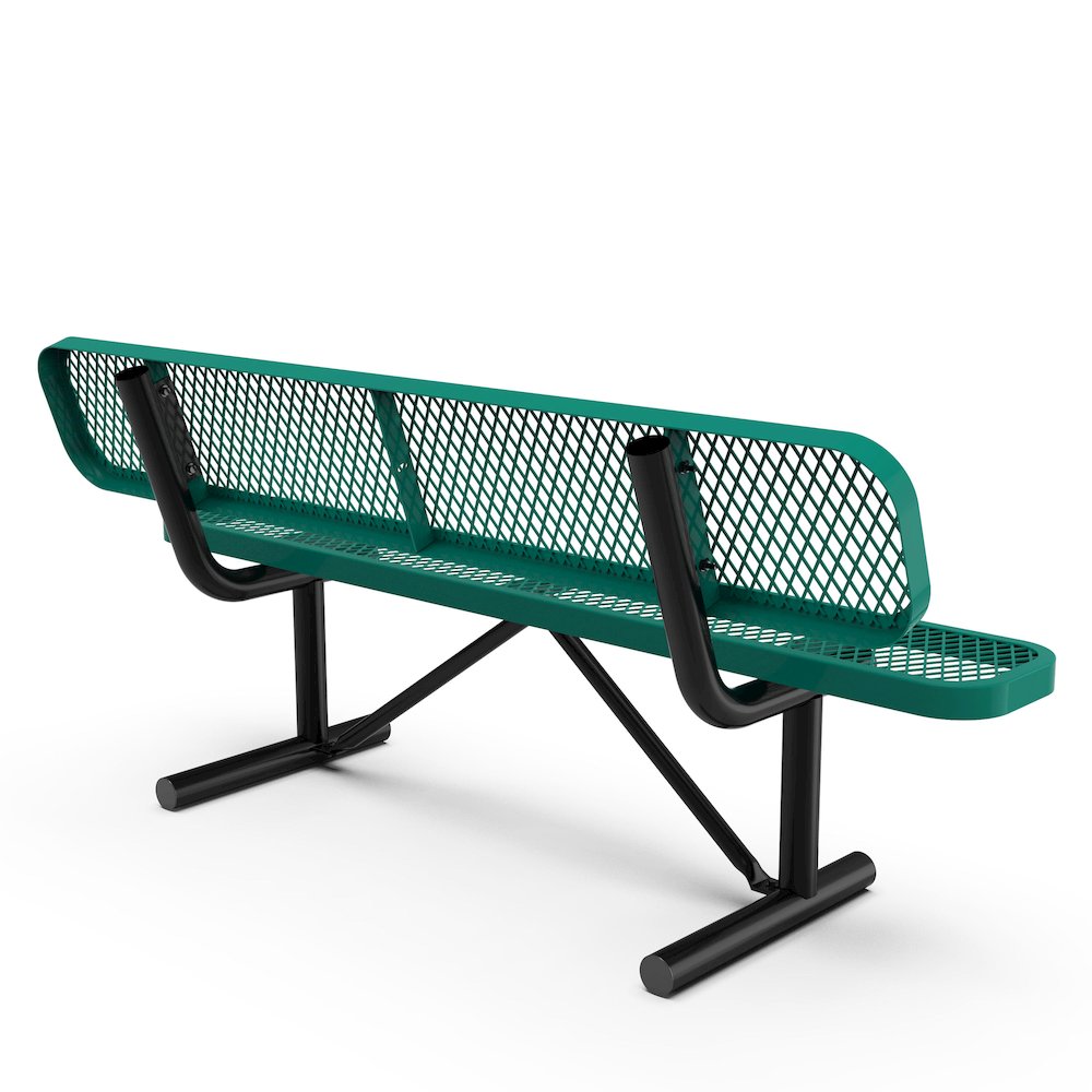 6' Commercial Grade Expanded Metal Bench with Backrest for up to 3 Adults, Green