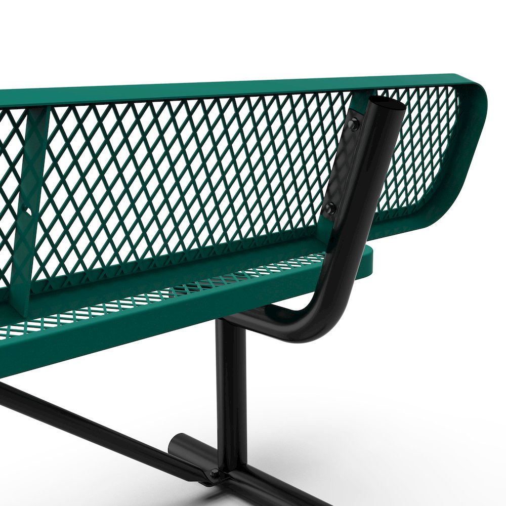 6' Commercial Grade Expanded Metal Bench with Backrest for up to 3 Adults, Green