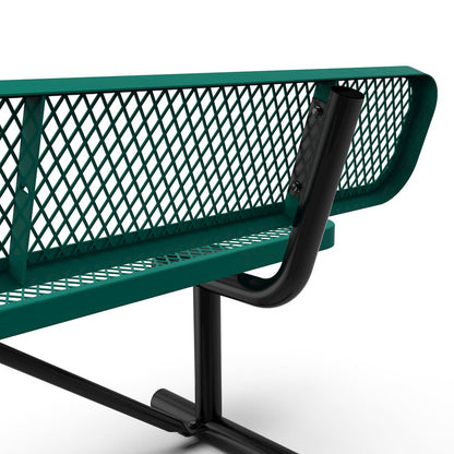 6' Commercial Grade Expanded Metal Bench with Backrest for up to 3 Adults, Green