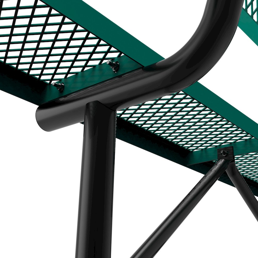 6' Commercial Grade Expanded Metal Bench with Backrest for up to 3 Adults, Green